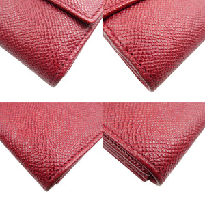 美品 ブルガリ 33744 ブルガリブルガリクリップ ラージ ウォレット Wホック レザー シルバー ルビーレッド 二つ折り 長財布 0593【中古】BVLGARI