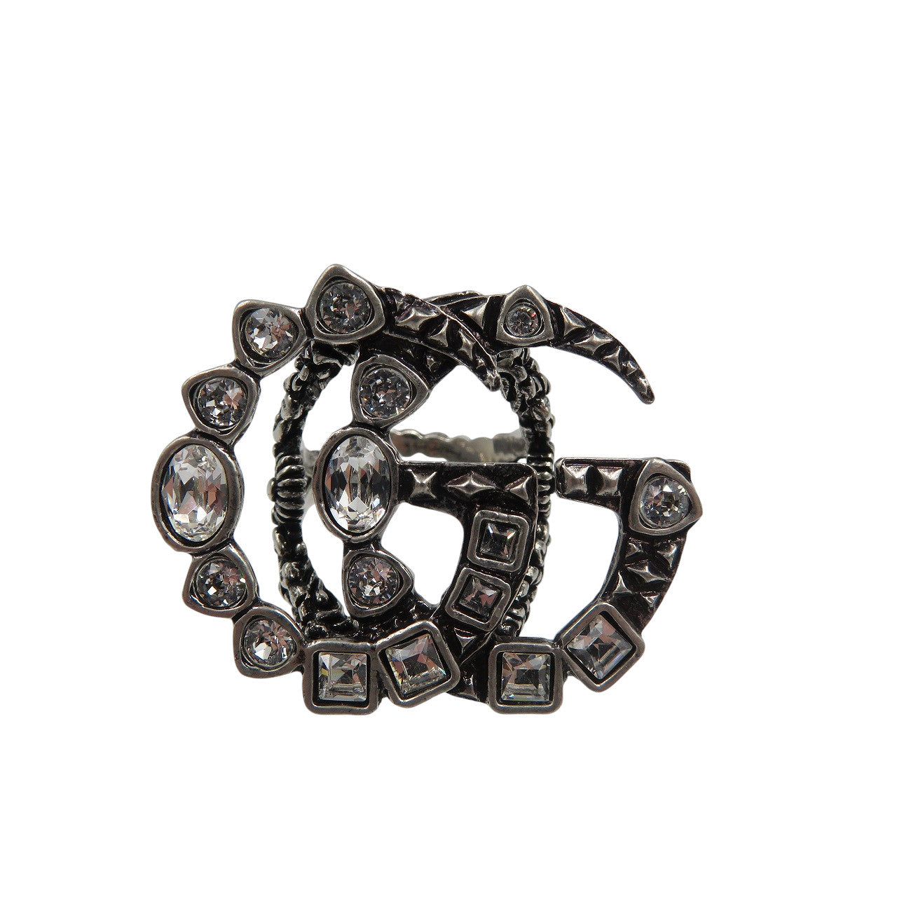 美品 グッチ マーモント GG 529050 Sサイズ ラインストーン メタル シルバー 指輪 リング 0606【中古】GUCCI