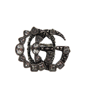 美品 グッチ マーモント GG 529050 Sサイズ ラインストーン メタル シルバー 指輪 リング 0606【中古】GUCCI