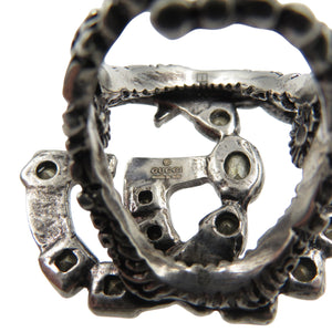 美品 グッチ マーモント GG 529050 Sサイズ ラインストーン メタル シルバー 指輪 リング 0606【中古】GUCCI