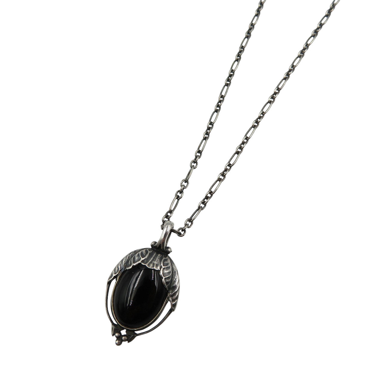 ジョージジェンセン 2010年 ヘリテージ コレクション シルバー925 ムーンストーン シルバー ブラック ネックレス 0607【中古】GEORG JENSEN