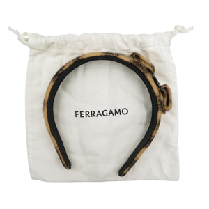 新品同様 サルヴァトーレフェラガモ ヴァラリボン ハラコ レオパード カチューシャ 0608【中古】Salvatore Ferragamo