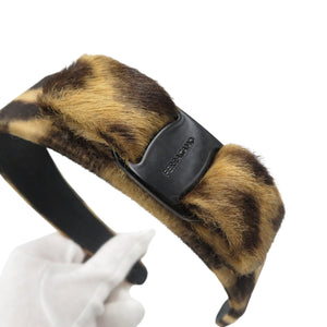 新品同様 サルヴァトーレフェラガモ ヴァラリボン ハラコ レオパード カチューシャ 0608【中古】Salvatore Ferragamo