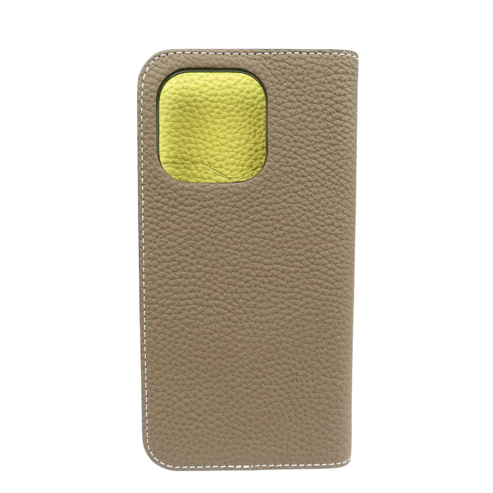 未使用 ボナベンチュラ BODT14P iPhone 14 Pro レザー エトープ イエロー ダイアリーケース 0610【中古】BONAVENTURA