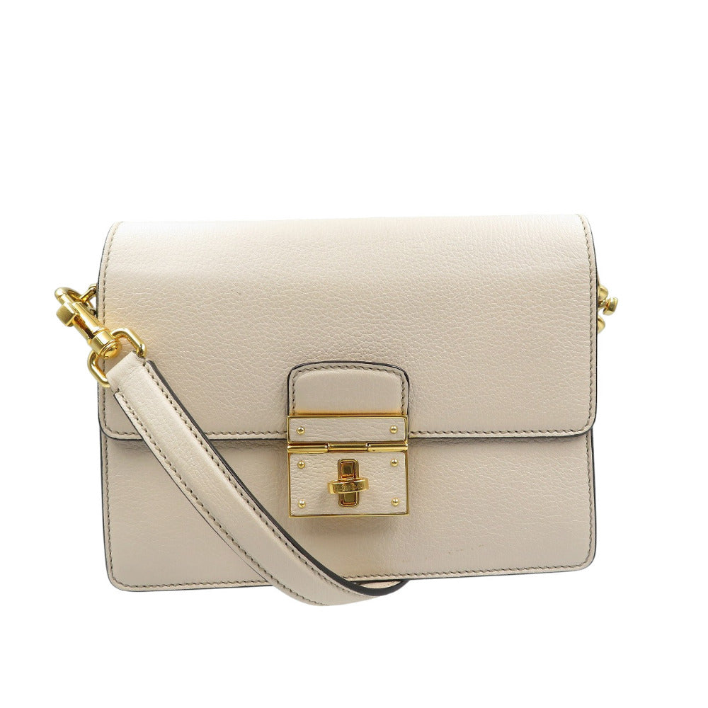 美品 ドルチェアンドガッバーナ レザー ゴールド金具 ベージュ セミショルダー ワンショルダーバッグ 0613【中古】DOLCE&GABBANA