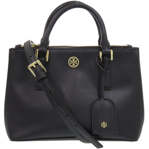 美品 トリーバーチ 2WAY ロビンソン マイクロジップトート レザー ゴールド金具 ブラック 黒 ハンドバッグ 0630【中古】Tory Burch