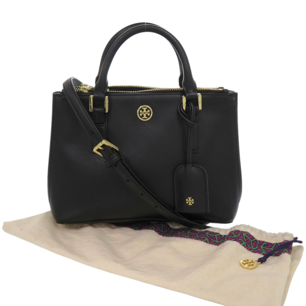 美品 トリーバーチ 2WAY ロビンソン マイクロジップトート レザー ゴールド金具 ブラック 黒 ハンドバッグ 0630【中古】Tory Burch