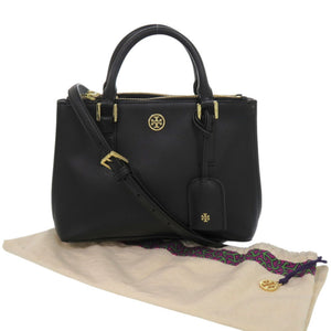 美品 トリーバーチ 2WAY ロビンソン マイクロジップトート レザー ゴールド金具 ブラック 黒 ハンドバッグ 0630【中古】Tory Burch