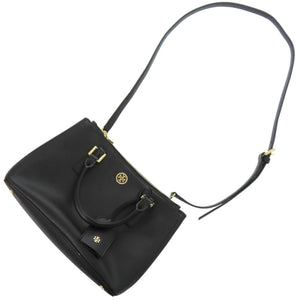 美品 トリーバーチ 2WAY ロビンソン マイクロジップトート レザー ゴールド金具 ブラック 黒 ハンドバッグ 0630【中古】Tory Burch
