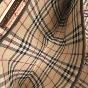 美品 バーバリー ノバチェック レザー ブラウン ハンドバッグ 茶 0643【中古】BURBERRY