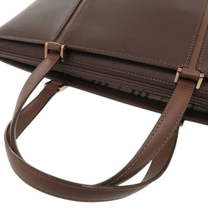 美品 バーバリー ノバチェック レザー ブラウン ハンドバッグ 茶 0643【中古】BURBERRY
