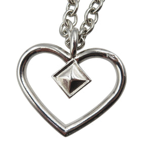 ジバンシィ ハート ロングチェーン メタル ジルコニア シルバー ネックレス 0650【中古】GIVENCHY