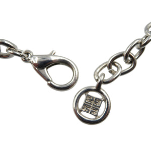 ジバンシィ ハート ロングチェーン メタル ジルコニア シルバー ネックレス 0650【中古】GIVENCHY