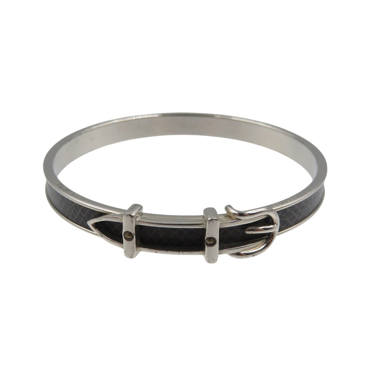 エルメス ベルトモチーフ メタル シルバー ブラック バングル 0659【中古】HERMES