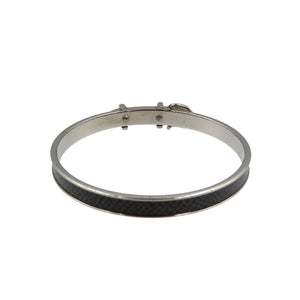 エルメス ベルトモチーフ メタル シルバー ブラック バングル 0659【中古】HERMES