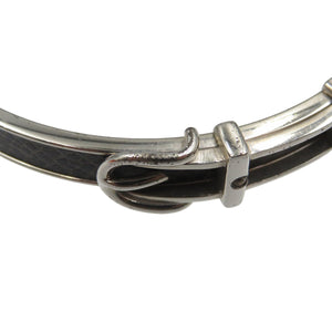 エルメス ベルトモチーフ メタル シルバー ブラック バングル 0659【中古】HERMES