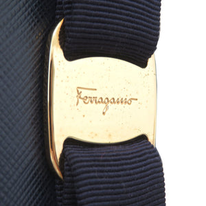 美品 サルヴァトーレフェラガモ ヴァラ AU-22/B558 レザー ゴールド金具 ネイビー チェーン ショルダーバッグ 0662【中古】Salvatore Ferragamo