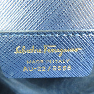 美品 サルヴァトーレフェラガモ ヴァラ AU-22/B558 レザー ゴールド金具 ネイビー チェーン ショルダーバッグ 0662【中古】Salvatore Ferragamo