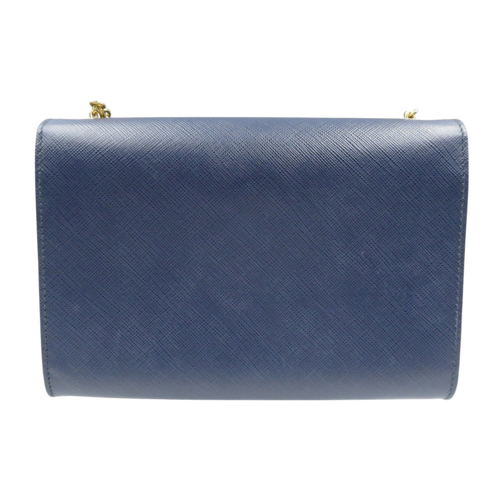 美品 サルヴァトーレフェラガモ ヴァラ AU-22/B558 レザー ゴールド金具 ネイビー チェーン ショルダーバッグ 0662【中古】Salvatore Ferragamo