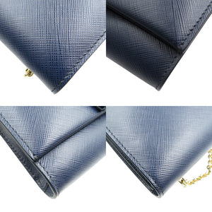 美品 サルヴァトーレフェラガモ ヴァラ AU-22/B558 レザー ゴールド金具 ネイビー チェーン ショルダーバッグ 0662【中古】Salvatore Ferragamo