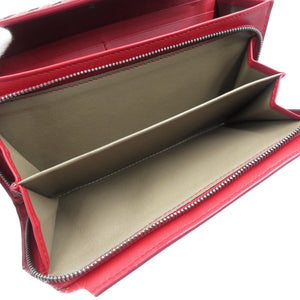 新品同様 ボッテガヴェネタ イントレチャート レザー レッド 二つ折り長財布 0665【中古】BOTTEGA VENETA