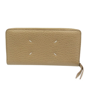 未使用 メゾンマルジェラ 4ステッチ S56UI0110 レザー シルバー金具 ベージュ ラウンドファスナー 長財布 0666【中古】Maison Margiela