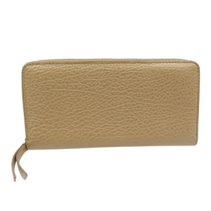 未使用 メゾンマルジェラ 4ステッチ S56UI0110 レザー シルバー金具 ベージュ ラウンドファスナー 長財布 0666【中古】Maison Margiela