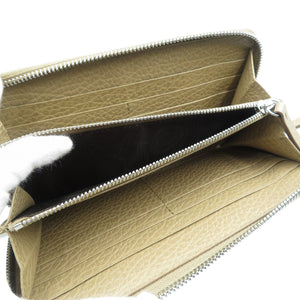 未使用 メゾンマルジェラ 4ステッチ S56UI0110 レザー シルバー金具 ベージュ ラウンドファスナー 長財布 0666【中古】Maison Margiela