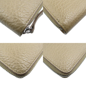 未使用 メゾンマルジェラ 4ステッチ S56UI0110 レザー シルバー金具 ベージュ ラウンドファスナー 長財布 0666【中古】Maison Margiela