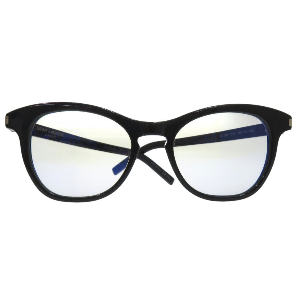 美品 イヴ サンローラン フルリム ラウンド サングラス 伊達メガネ アイウェア SL356 アセテート ブラック 0667【中古】YVES SAINT LAURENT