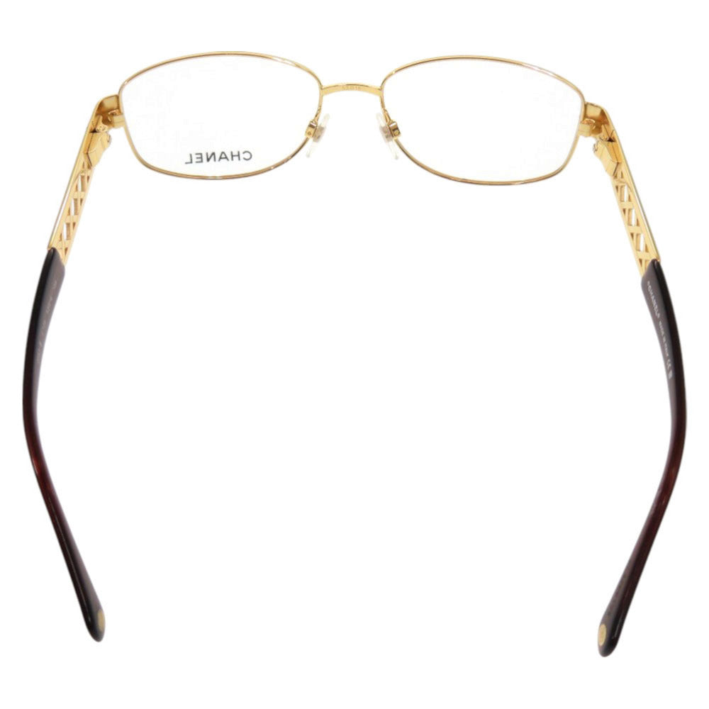 美品 シャネル メタル ラインストーン ゴールド ブラウン メガネ 0668【中古】CHANEL