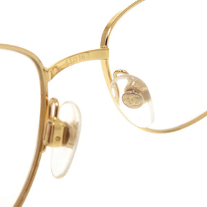 美品 シャネル メタル ラインストーン ゴールド ブラウン メガネ 0668【中古】CHANEL