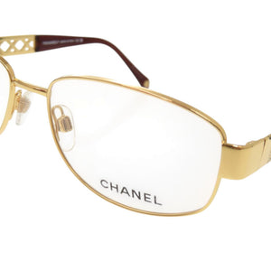 美品 シャネル メタル ラインストーン ゴールド ブラウン メガネ 0668【中古】CHANEL
