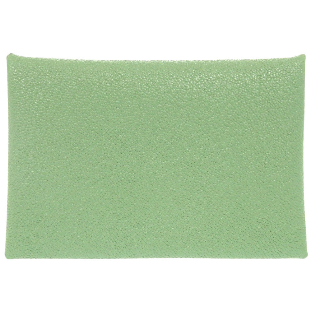 新品同様 エルメス カルヴィ シェーブル ヴェールクリケット シルバー金具 B刻印(2023年製) カードケース 緑 0698【中古】HERMES