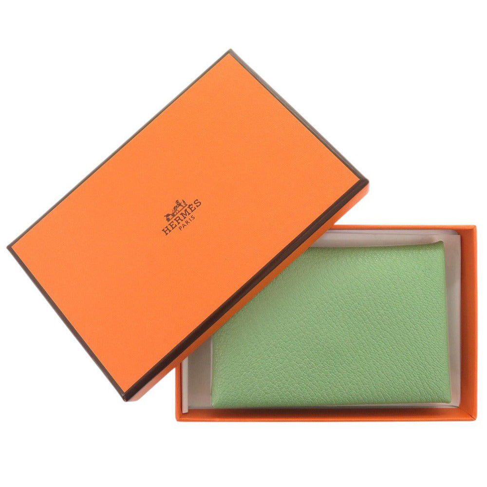 新品同様 エルメス カルヴィ シェーブル ヴェールクリケット シルバー金具 B刻印(2023年製) カードケース 緑 0698【中古】HERMES