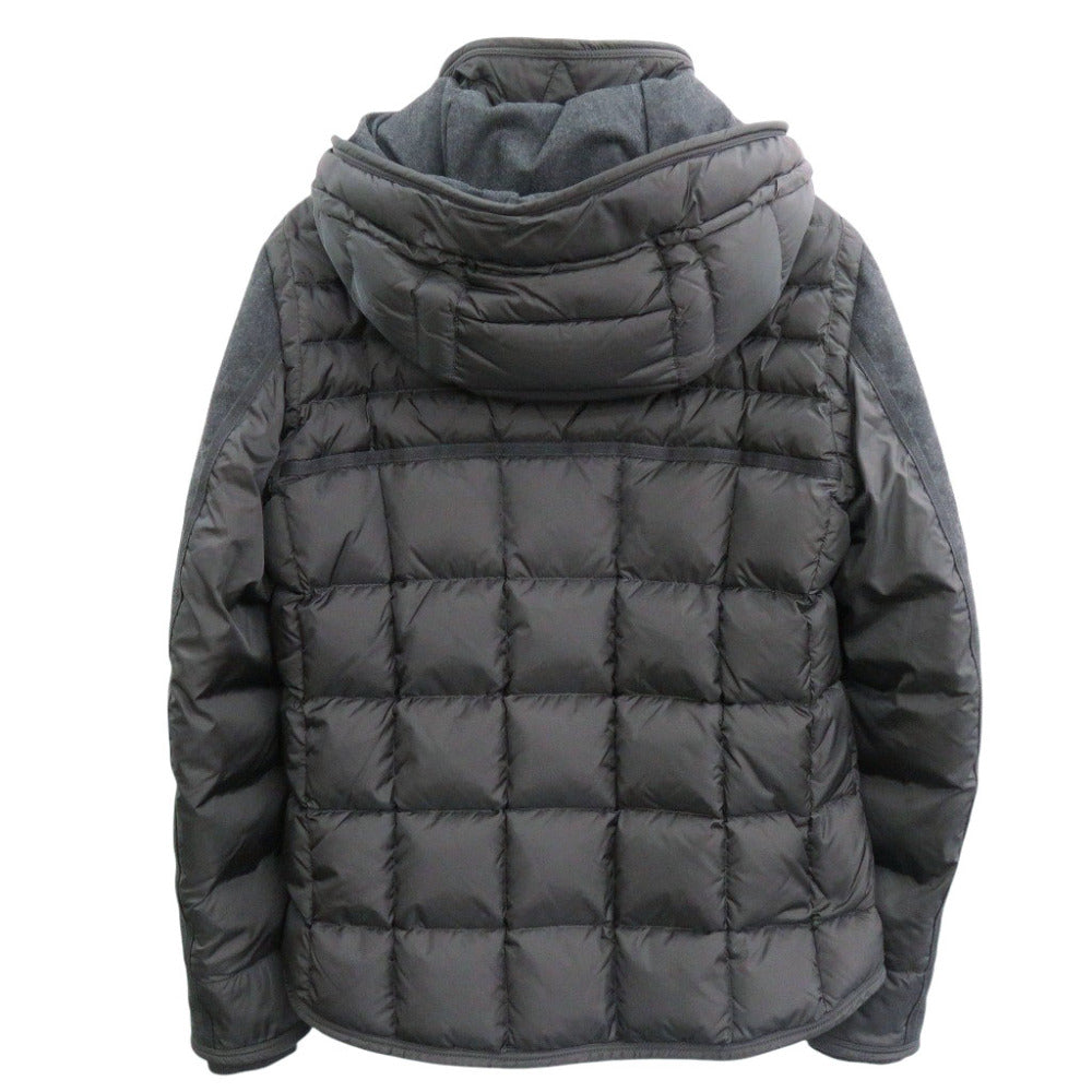 美品 モンクレール RYAN GIUBBOTTO フード付きダウン B20914139285 ナイロン 牛革 サイズ3 グレー ダウンブルゾン 0731【中古】MONCLER メンズ