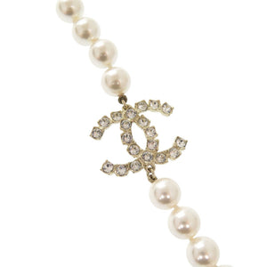 新品同様 シャネル ココマーク CHANELロゴ メタル フェイクパール ストーン ホワイト ロングネックレス 0758【中古】CHANEL