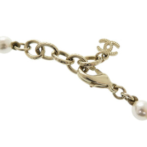 新品同様 シャネル ココマーク CHANELロゴ メタル フェイクパール ストーン ホワイト ロングネックレス 0758【中古】CHANEL