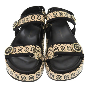 美品 サルヴァトーレフェラガモ ロゴ ガンチーニ レザー ベージュ サイズ7 サンダル 0769【中古】Salvatore Ferragamo