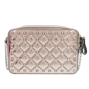 新品同様 ヴァレンティノ ガラヴァーニ ロックスタッズ スパイク エナメル ガンメタリック ショルダーバッグ 0777【中古】Valentino Garavani