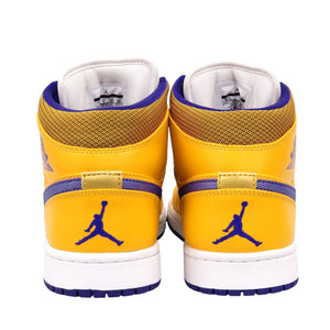 未使用品 ナイキ エアジョーダン1 ミッド レイカーズ 554724 708 レザー イエロー 28cm スニーカー 0786【中古】NIKE メンズ