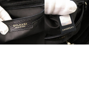 美品 ブルガリ レザー 284477 ブラック ハンドバッグ トートバッグ 黒 0791【中古】BVLGARI