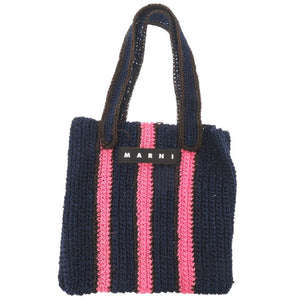 新品同様 マルニ フィケクロシェ SHMH0014A1 パナマ ピンク ネイビー トートバッグ 0792【中古】MARNI