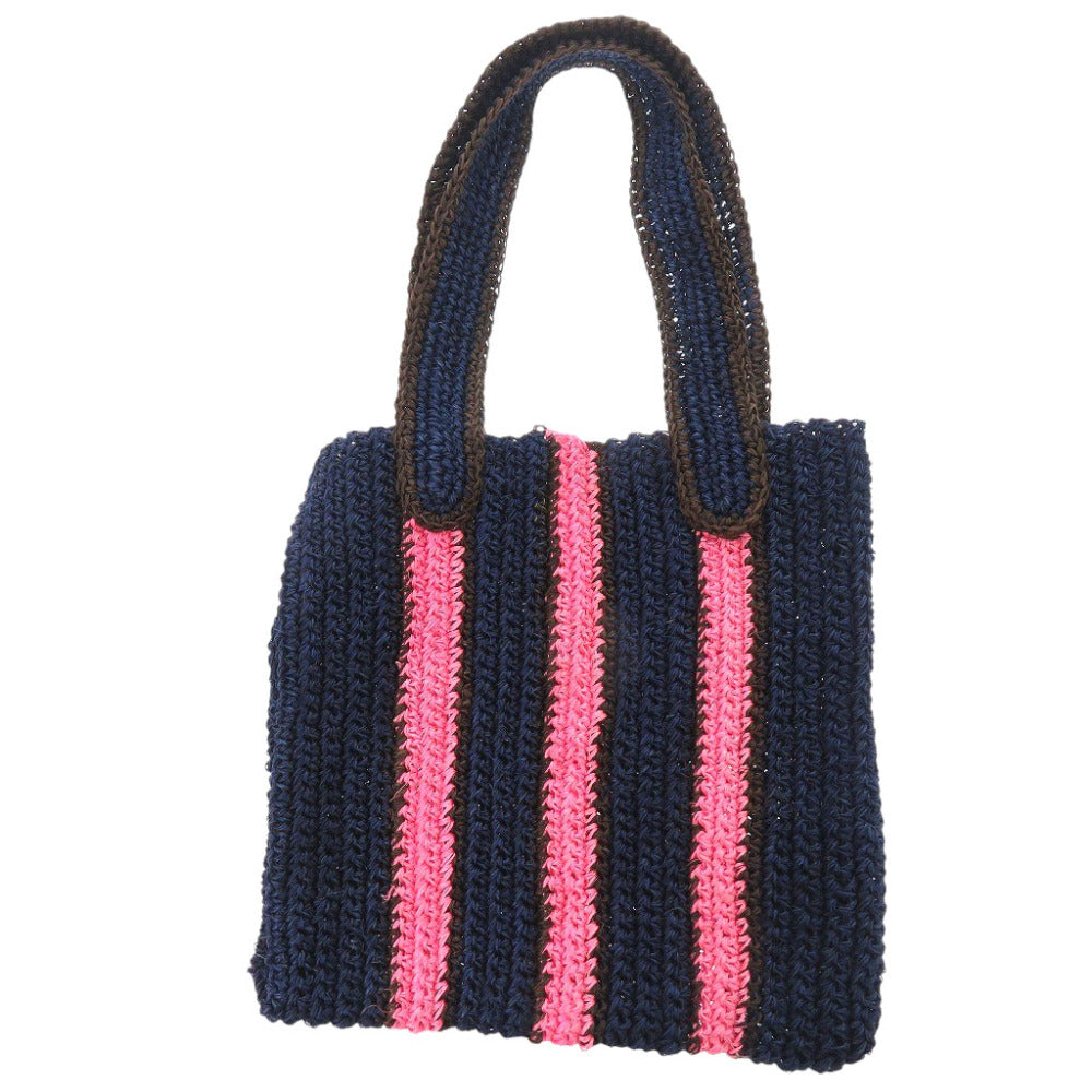 新品同様 マルニ フィケクロシェ SHMH0014A1 パナマ ピンク ネイビー トートバッグ 0792【中古】MARNI