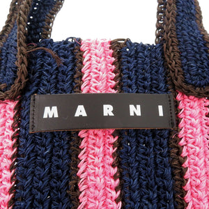 新品同様 マルニ フィケクロシェ SHMH0014A1 パナマ ピンク ネイビー トートバッグ 0792【中古】MARNI