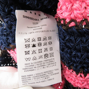 新品同様 マルニ フィケクロシェ SHMH0014A1 パナマ ピンク ネイビー トートバッグ 0792【中古】MARNI