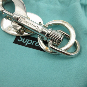 美品 ティファニー シュプリームコラボ リターントゥティファニー Wネーム オーバルタグ シルバー925 シルバー キーリング キーホルダー 0799【中古】TIFFANY Supreme