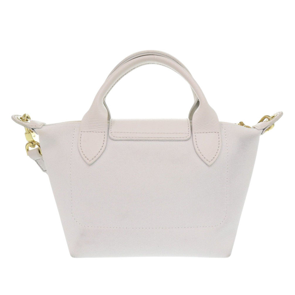 ロンシャン ル プリアージュ ナイロンキャンバス ホワイト 2wayハンドバッグ 白 0807【中古】Longchamp