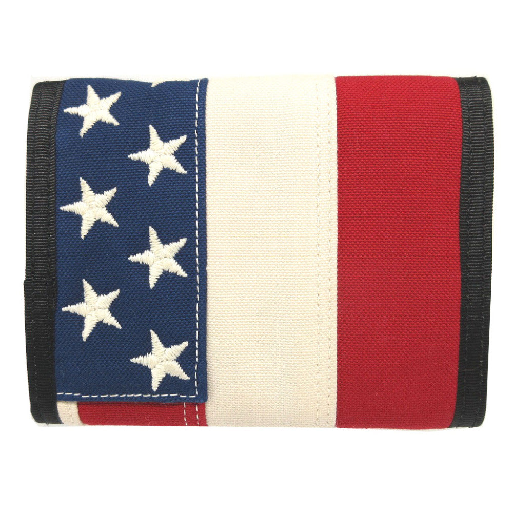 新品同様 サンローランパリ 556475 アメリカンフラッグ キャンバス ブラック 黒 青 赤 白 コンパクトウォレット 3つ折り財布 財布 0820【中古】SAINT LAURENT PARIS