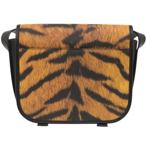 美品 バーバリー レオパード レザー ブラック/オレンジ ショルダーバッグ 黒 0843【中古】BURBERRY